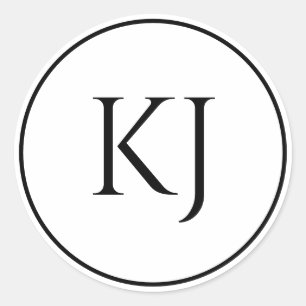Monogram Initials Schwarz-weiße Minimalistische Ho Runder Aufkleber