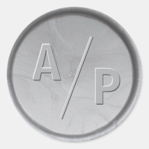 Monogram Initials Silver Wax Siegel Sticker