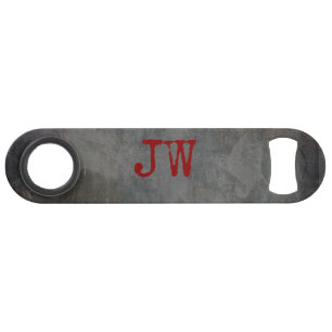 Monogram Initials Trauzeuge Bestman Urban Gray Red Speed Flaschenöffner