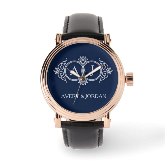 Monogram initials wedding  frame minimal design  armbanduhr (Vorderseite)