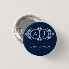 Monogram initials wedding  frame minimal design  button