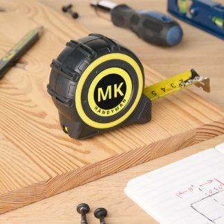Monogram Initials Yellow Black Handyman Business Maßband