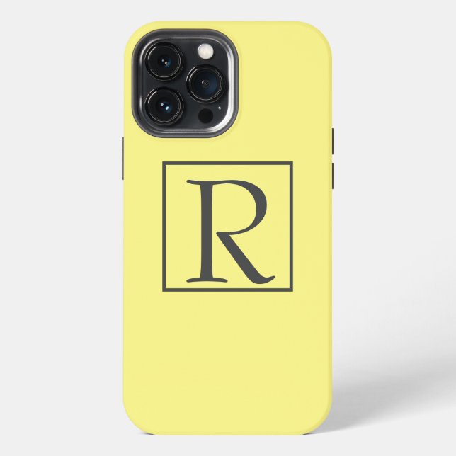 Monogram Initials Yellow Gray Custom Classy iPhone Hülle (Rückseite)