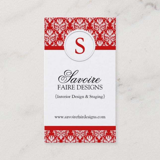 Monogram Interior Decorator Business Cards Visitenkarte (Vorderseite)