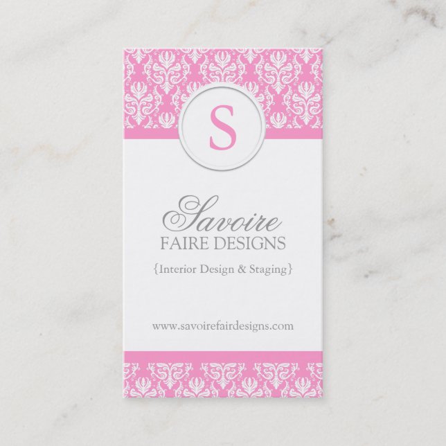 Monogram Interior Decorator Business Cards Visitenkarte (Vorderseite)