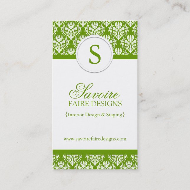 Monogram Interior Decorator Business Cards Visitenkarte (Vorderseite)