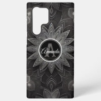 Monogram Intricate Black and White Floral Mandala