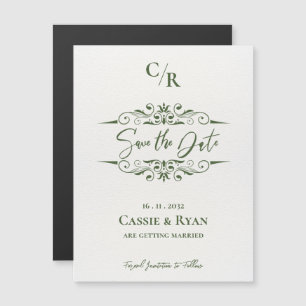 Monogram Intricate Design Wedding Save the Date Magnetkarte