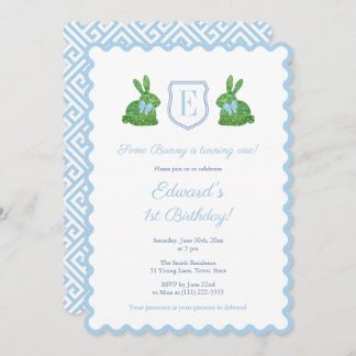 Monogram Irgendein Bunny ist ein Junge 1. Geburtst Einladung