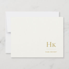 Monogram Ivory Gold Simple Monogrammed Notecard Mitteilungskarte