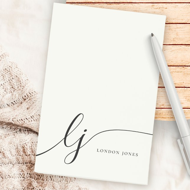 Monogram Ivory White Modern Minimalistisch Feminin Post-it Klebezettel (Von Creator hochgeladen)