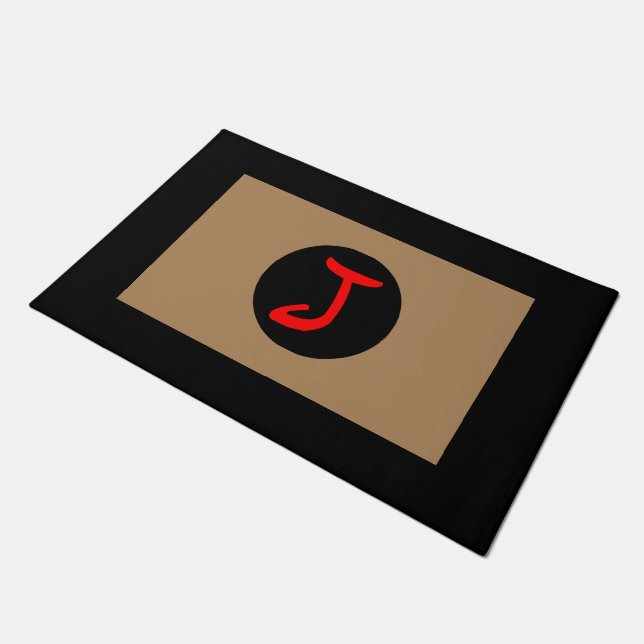 Monogram J Black Trim Doormat Fußmatte (Schrägansicht)