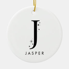 Monogram J Celestial Name Keramik Ornament