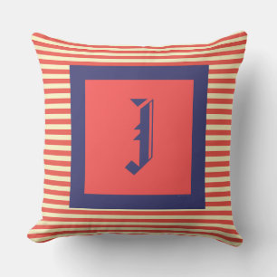 Monogram J Familienwappen Initial Outdoor Pillow Kissen
