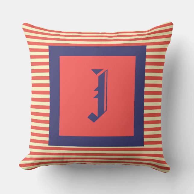 Monogram J Familienwappen Initial Outdoor Pillow Kissen