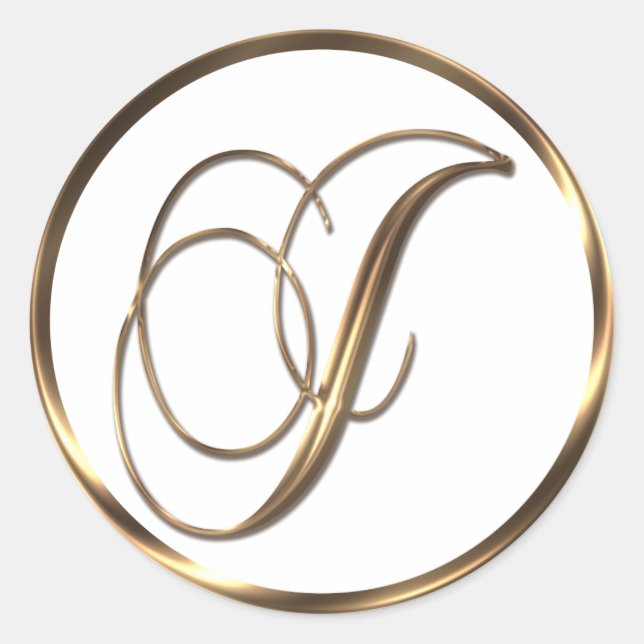 Monogram J Imitate Bronze Runder Aufkleber (Vorderseite)