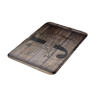 Monogram J Initial Bath, Kitchen Mat Cabin Rustika Badematte