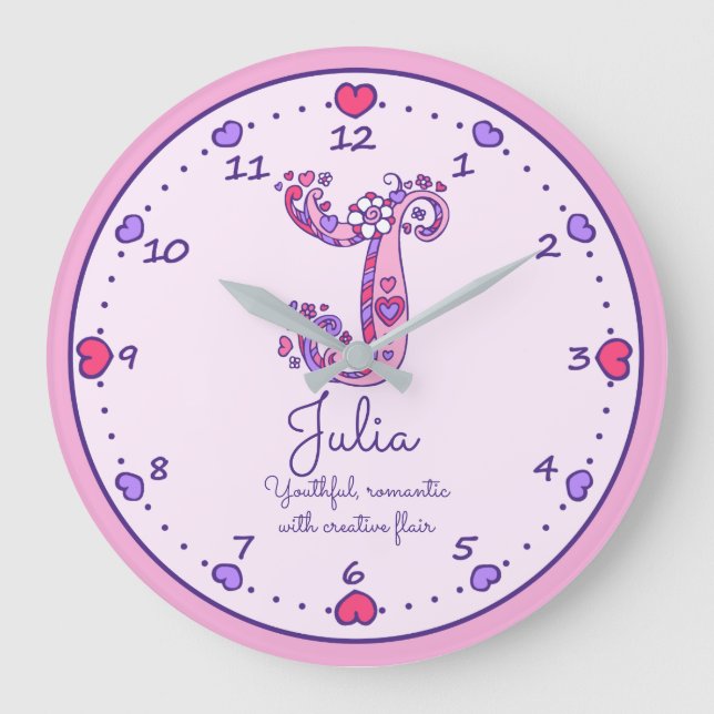 Monogram J Juila herzen Name bedeutet Uhr (Vorderseite)