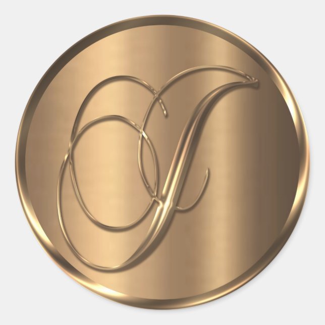 Monogram J NONMETALLIC Bronze Umschlag Aufkleber (Vorderseite)