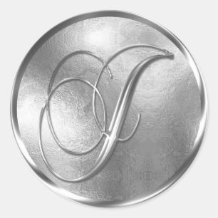 Monogram J NONMETALLIC Silver Umschlag Aufkleber