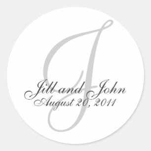 Monogram J Wedding White Bride Groom Siegel Sticke Runder Aufkleber