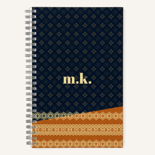 Monogram Japanese Tortoise Diamond Pattern Notizbuch