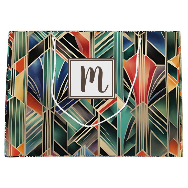 Monogram Jazzy Geometrisch Elegant Klassisch Boho Große Geschenktüte (Vorderseite)