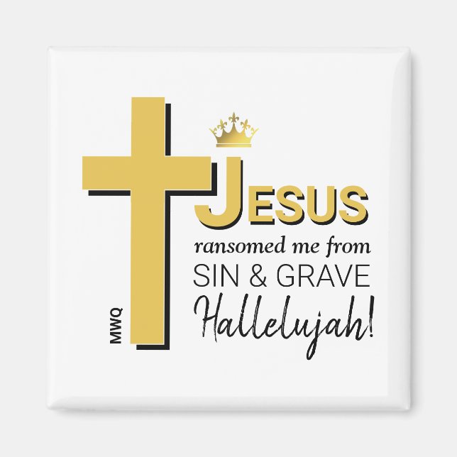 Monogram JESUS RANSOMED ME Christlich Oaster Magnet (Vorne)