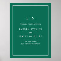Monogram Jewel Tone Emerald Green Begrüßung