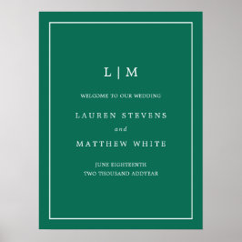 Monogram Jewel Tone Emerald Green Begrüßung Poster