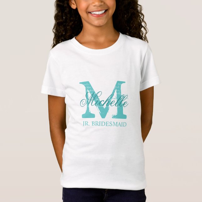 Monogram jr Junior Bridesmaid in Shirt für Mädchen (Vorderseite)