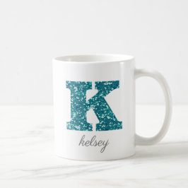 Monogram K Blue Glittery Tasse