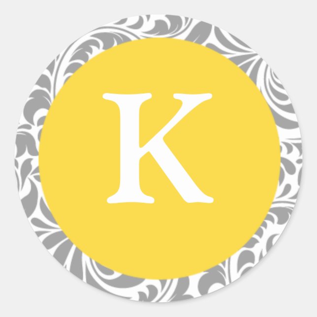 Monogram K Canary Yellow Anpassbare Siegel für uns Runder Aufkleber (Vorderseite)
