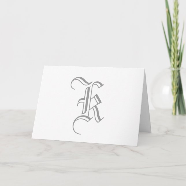 Monogram K Cards für Hochzeiten, grau-weiß (Vorderseite)