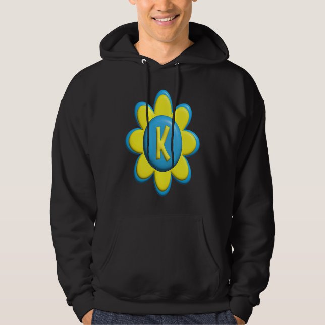 Monogram K  Colorful Flower Hoodie (Vorderseite)