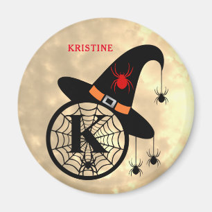 Monogram K Halloween Sky Hexenspinnen Name Magnet
