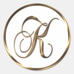 Monogram K Imitate Bronze Runder Aufkleber