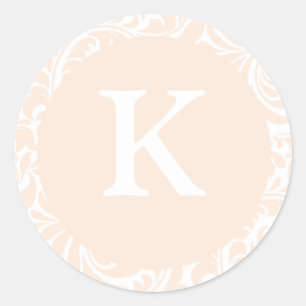 Monogram K Ivory Color Wedding Monogramme Einladen Runder Aufkleber