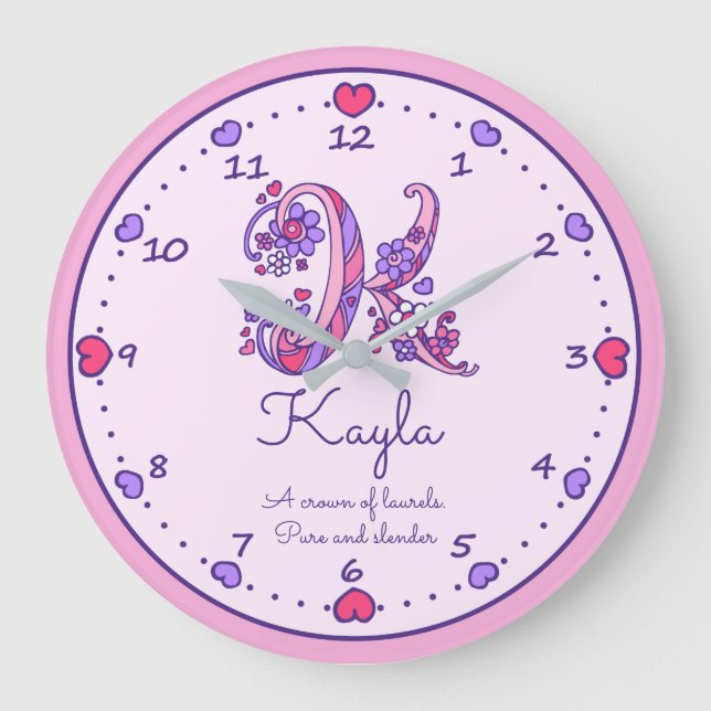 Monogram K Kayla Herz Name bedeutet Uhr (Vorderseite)