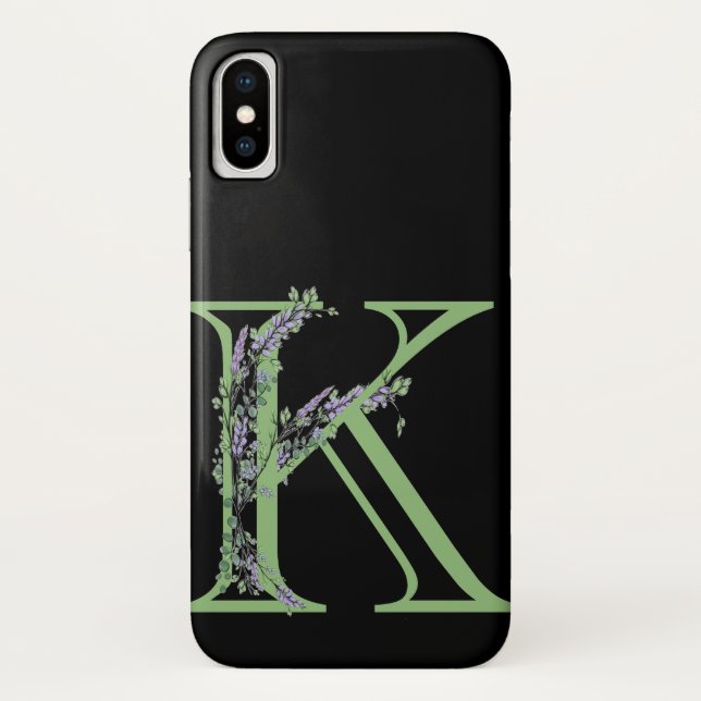 Monogram K Lavendel Eucalyptus Case-Mate iPhone Hülle (Rückseite)