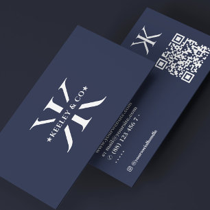 Monogram K Modern Berufliche Logokombination Blau Visitenkarte