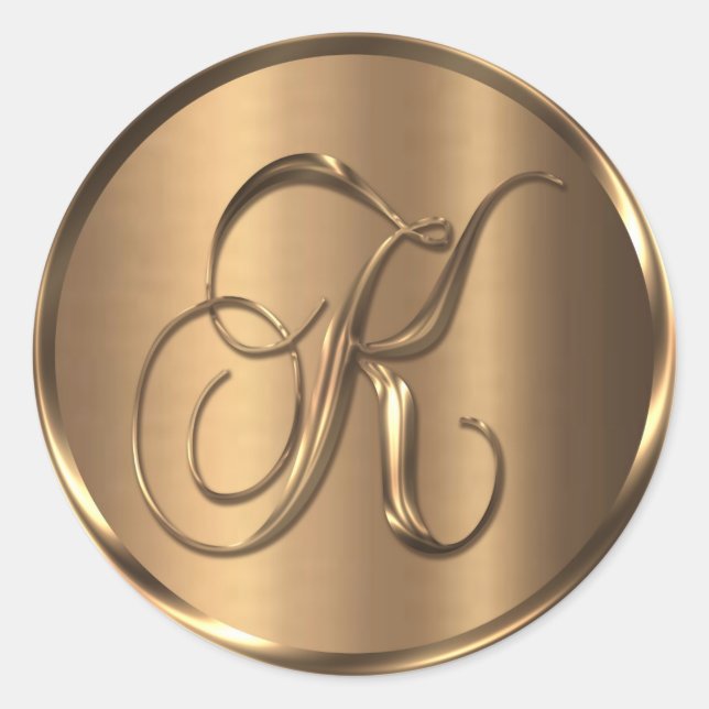 Monogram K NONMETALLIC Bronze Umschlag Aufkleber (Vorderseite)
