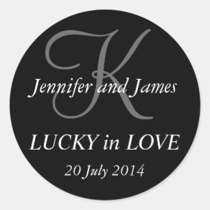 Monogram K Stickers for Weddings Black