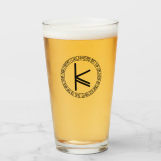 Monogram K - Viking Style - Pint Glass Glas