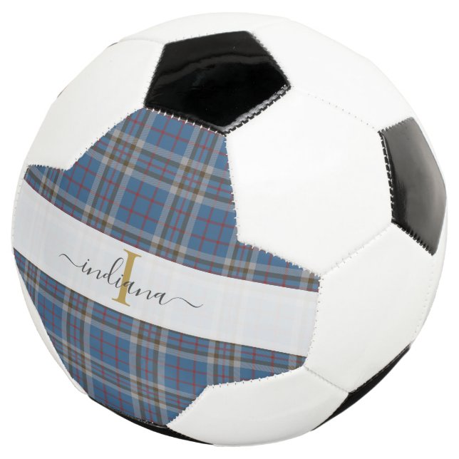Monogram Kariert Script Typografie Rustic Tartan Fußball (Dreiviertel)