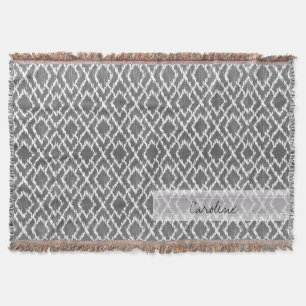 Monogram Karkohle Grau Tribal Ikat Diamond Muster Decke