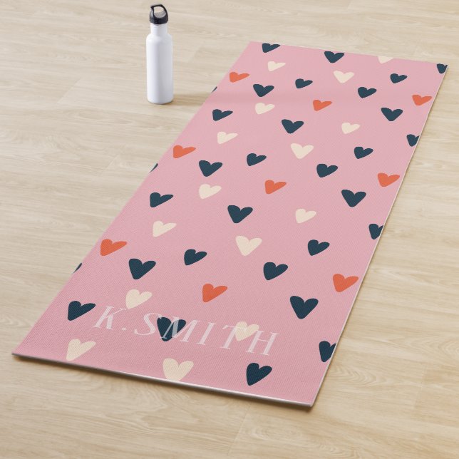 Monogram Kawaii Niedlich Hearts Muster Yogamatte (Beispiel)