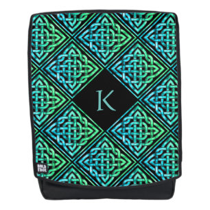 Monogram Keltic Knot Diamond Blue Green Backpack Rucksack