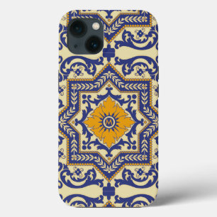 Monogram Keramik Azulejo Style Blue Orange Farben Case-Mate iPhone Hülle