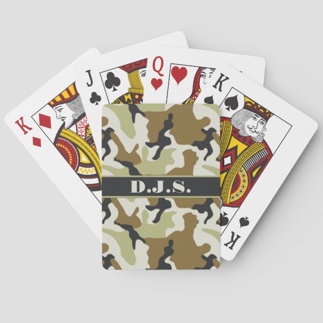 Monogram Khaki, Black, Tan Camouflage Playing Card Spielkarten (Rückseite)